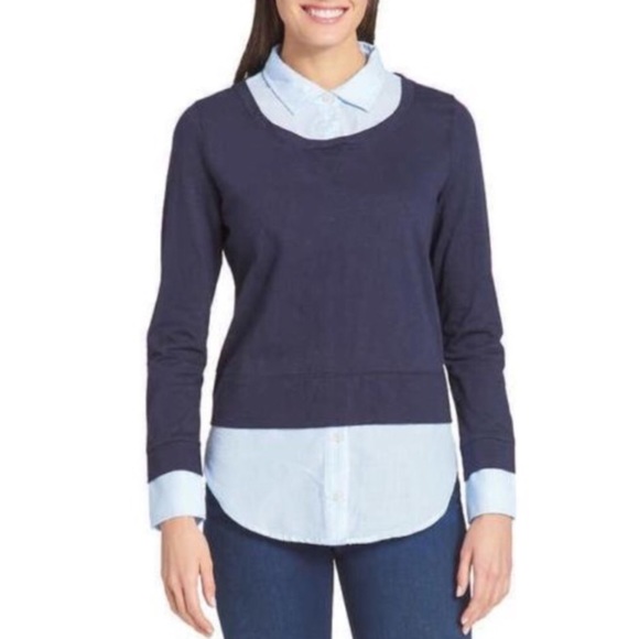 Plus Size XXL Tommy Hilfiger Navy Faux Layered Top - Picture 8 of 8